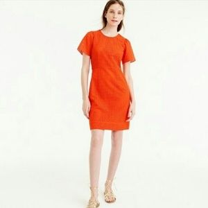 J Crew Flutter Sleeve Dress in Eyelet Orange